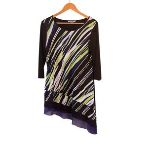 Nygard Womens‎ Abstract Tunic Top Size M Artsy Bold Lagenlook Layered Asymmetric
